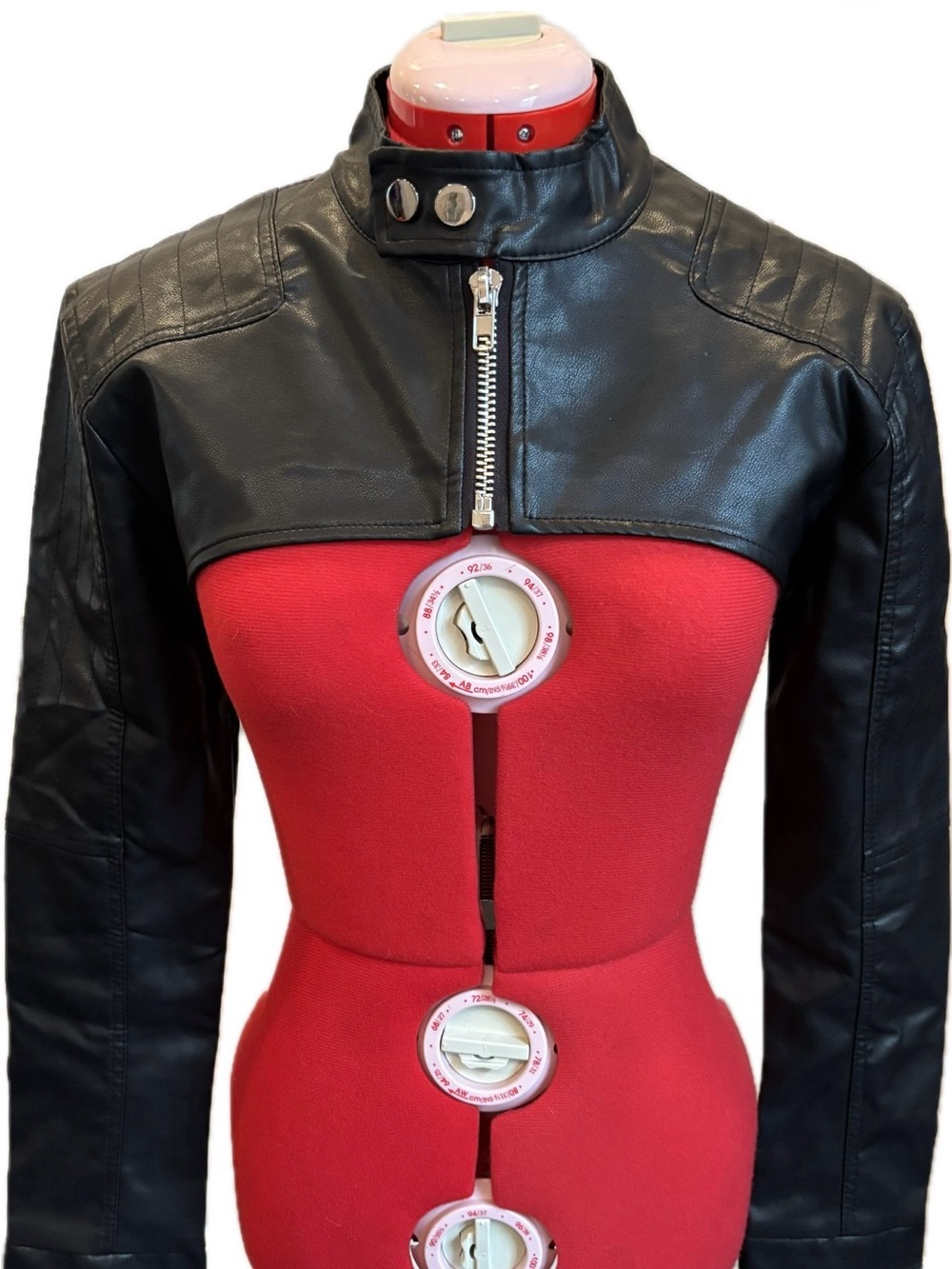 Women's Black Cropped Faux Leather Moto Bolero Jacket